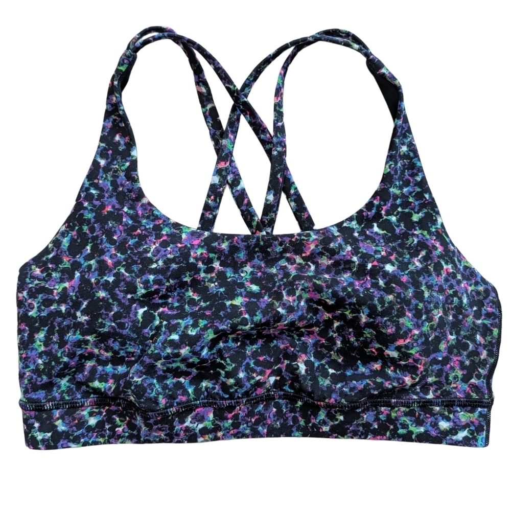 Lululemon Summer Mirage Pink Black B/C Cup Energy Bra Size 6